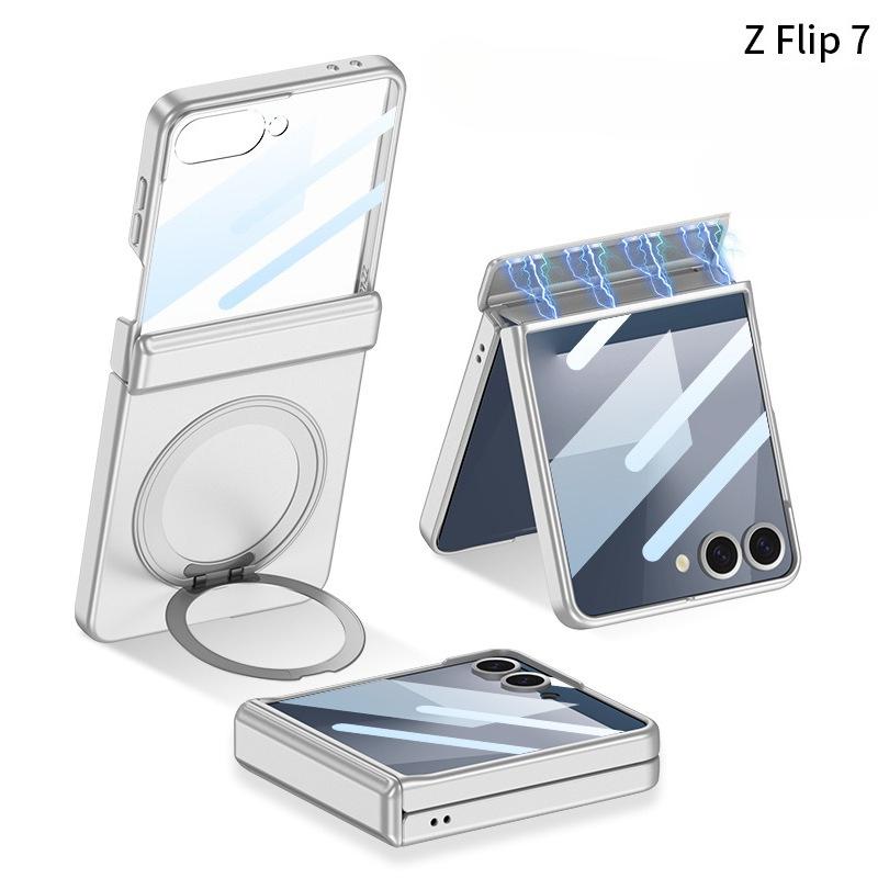 ZFlip7 Holder, Mobile Phone Case, Middle Cover, Hinge, Magnetic Wireless Charging, Multi-functional Rotating Matte Protective Case.
