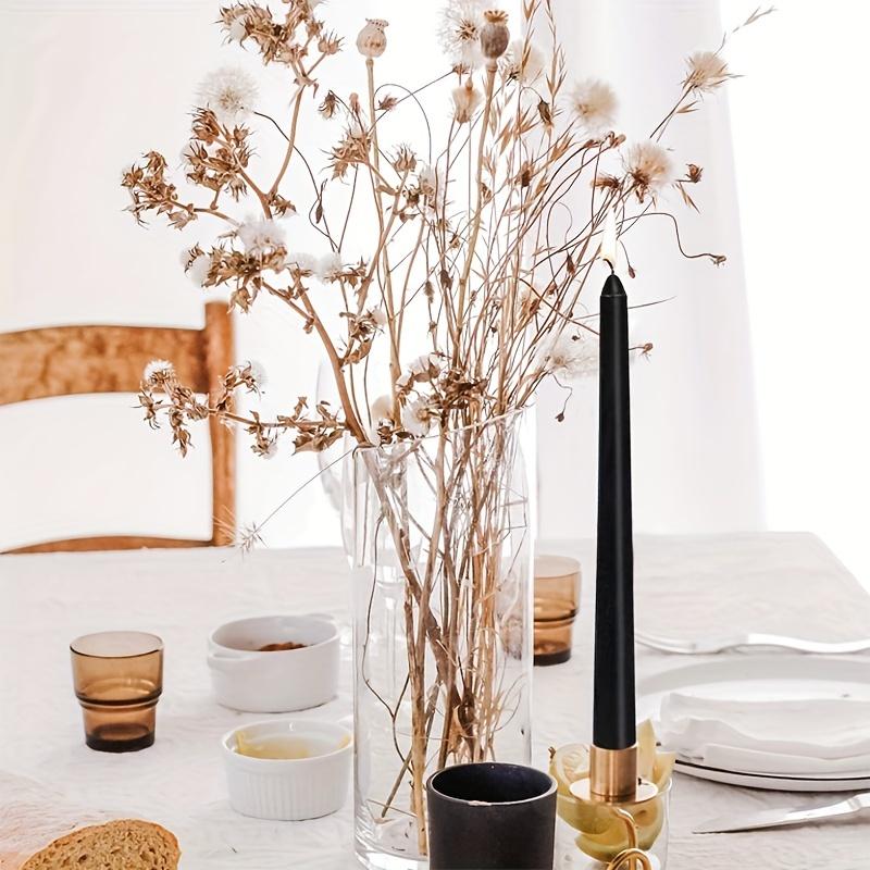 24/14 Pieces/set of Tasteless 10 Inch Black Conical Candle - Suitable for Dinner, Parties, Weddings, and Home Decor -2.2 Cm Base