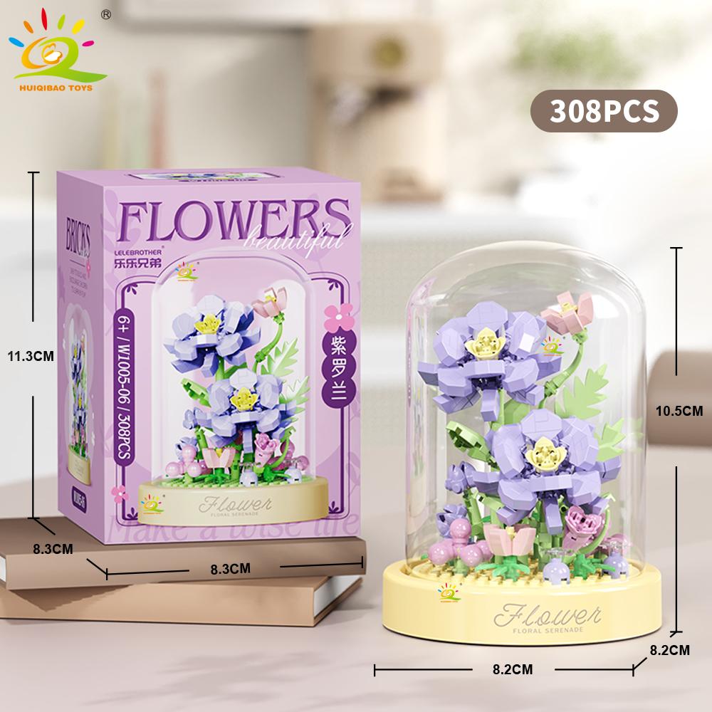 MOC Flower Display Box Micro Building Block MOC Mini Flower Mini Diamond Model Brick Toy for Children Desk Decoration