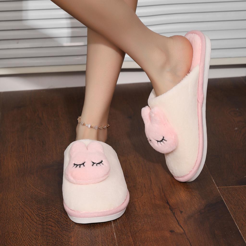 2025 new rabbit head autumn and winter popular women's thick bottom indoor home warm non-slip fluffy cotton slippers
