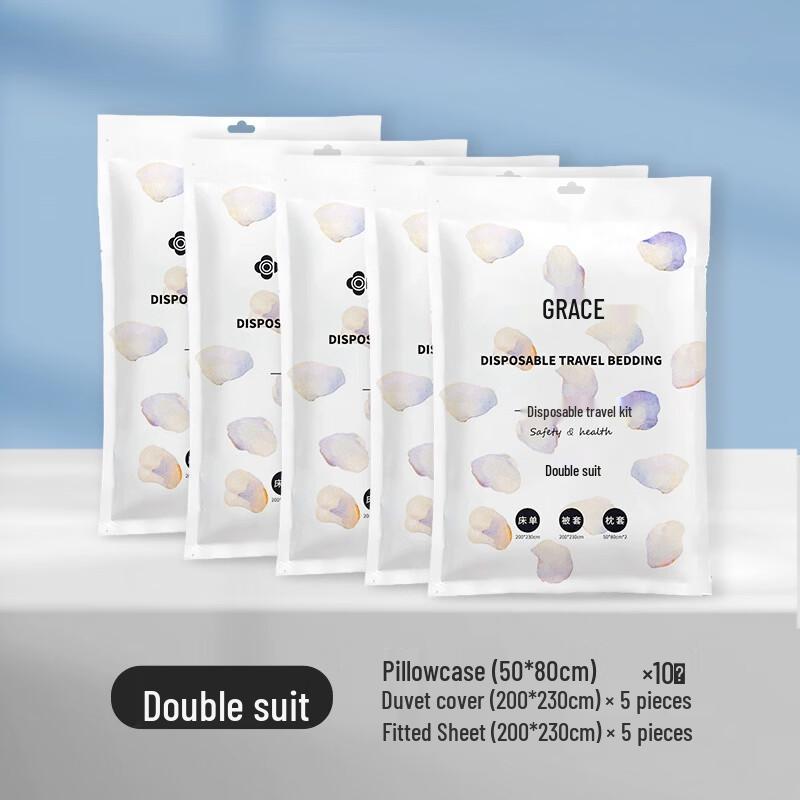 Grace Disposable 4-Piece Double Bedding Travel Set