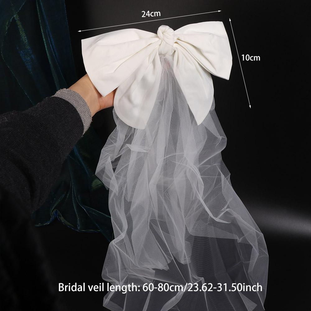 Gauze Wedding Bridal Veil Multi Layer Pearl Bow Veil Retro White Bridal Tulle  Wedding Photos