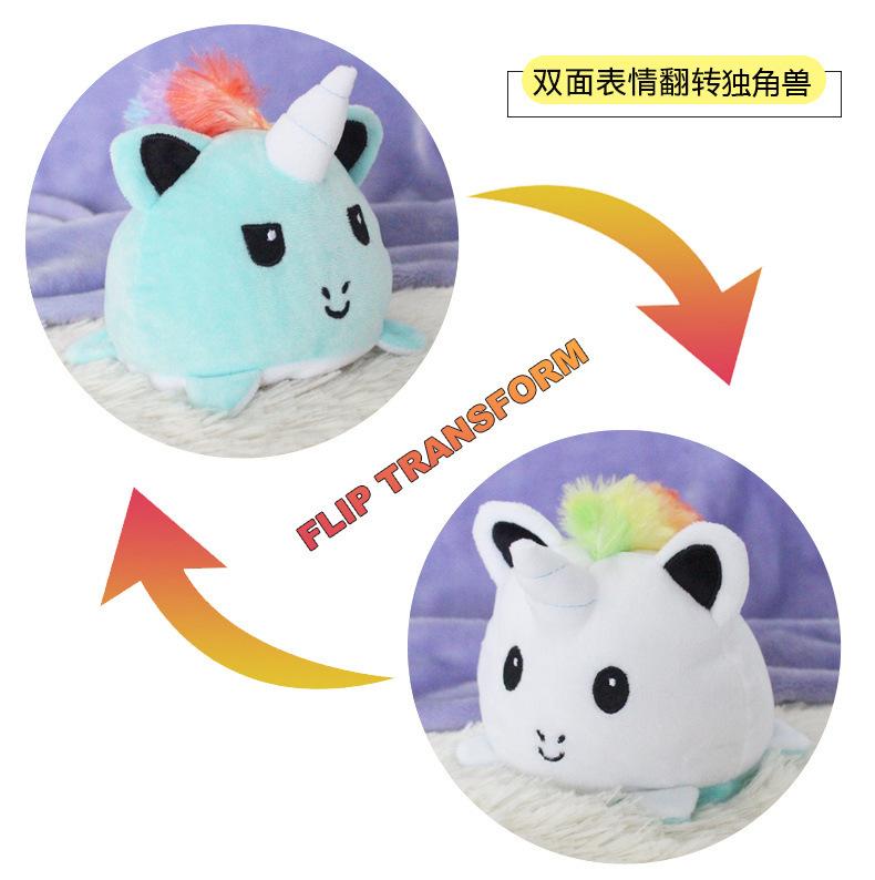 Cute Flip Unicorn Doll Plush Toy Double-Sided Flip Unicorn Doll Children'S Soothing Doll