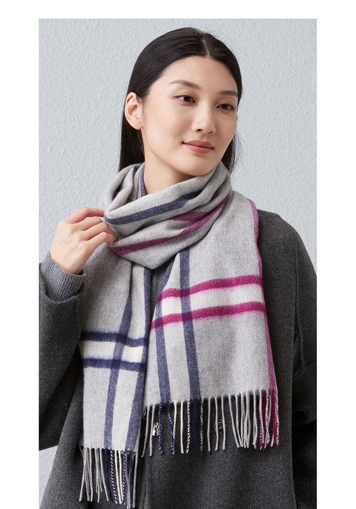 Red Bean Pure Cashmere Scarf Women's Autumn and Winter Warm and Cold Proof Grid Scarf Fashionable and Versatile for Men and Women