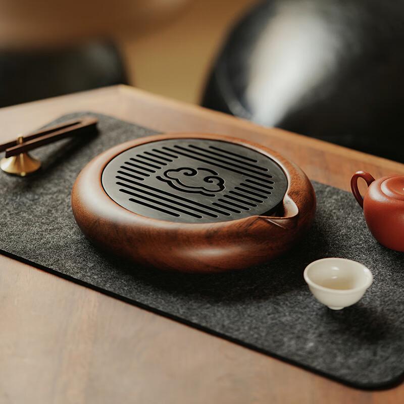 Wutu Minimalist Solid Walnut Wood Tea Tray