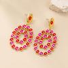 Pinkdudu European American Women Multi Layered Oval Diamond Studded Earrings Fashionable Personalized Geometric Drop Earrings PD2152
