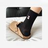 Female Spring and Summer Thin Style All Match Lovely Embroidery Solid Color Cartoon Roll Edge In Tube Cotton Socks