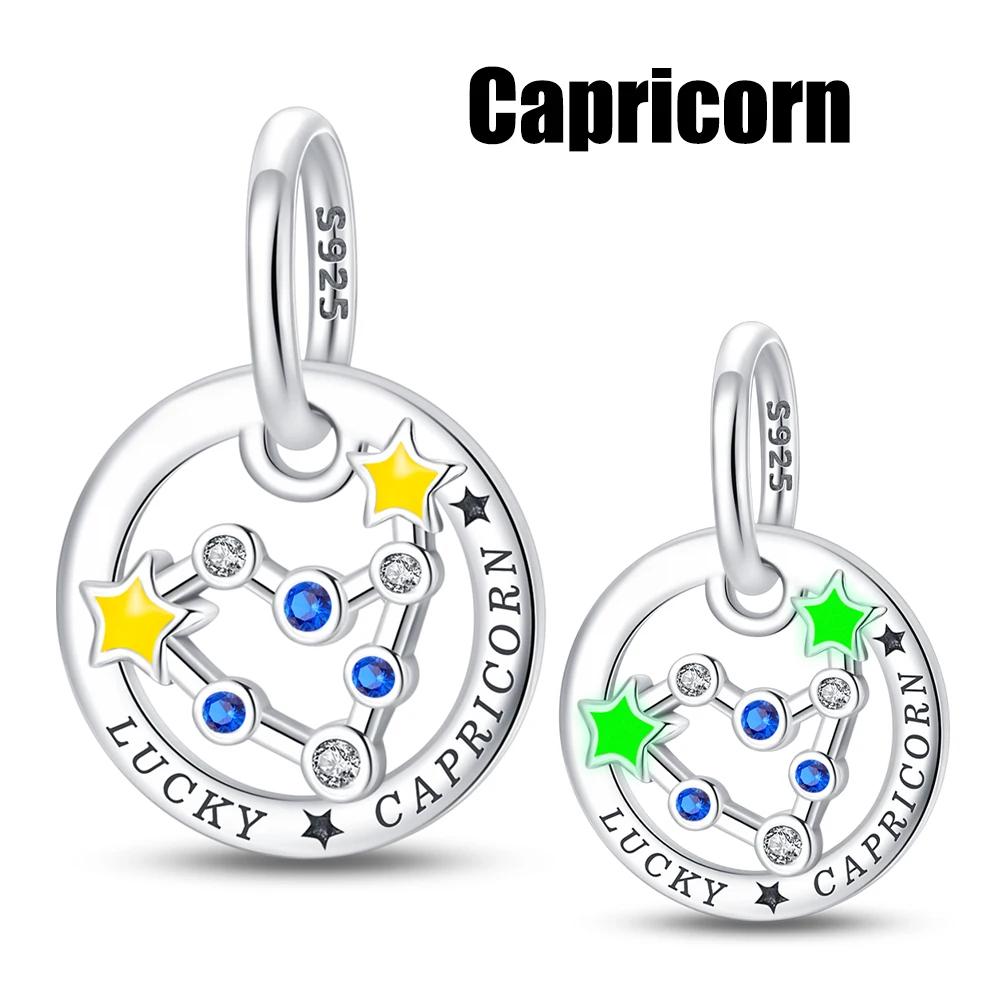 Charms Copper Luminous 12 Constellation Product Series Suitable For Bracelet Do-It-Yourself Women'S Pendant Charms For Jewelry Designing
