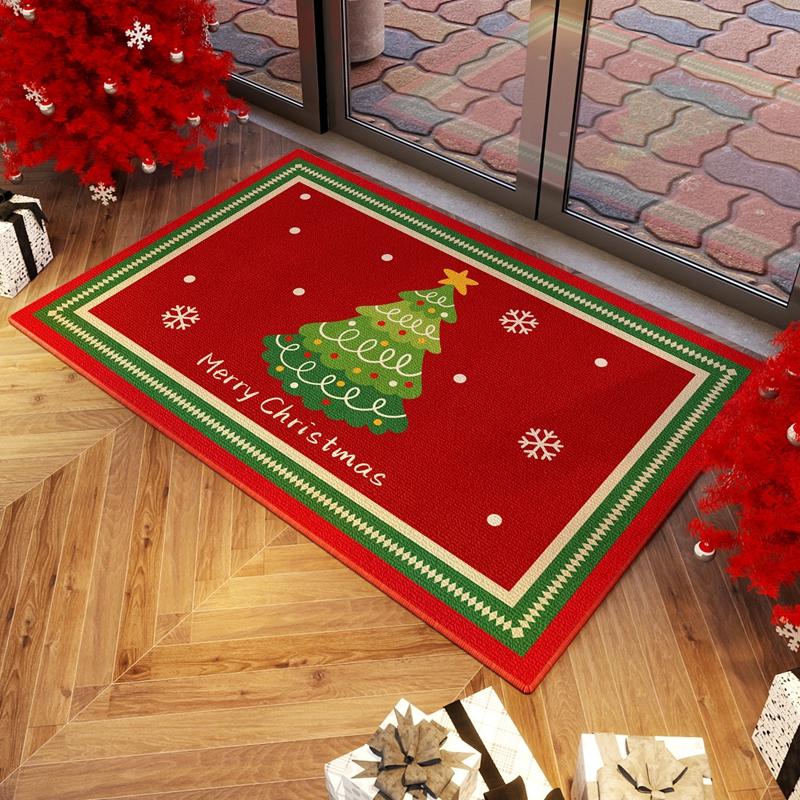 VIKAMA Christmas Durable Anti-Slip Floor Mat for Bedroom, Living Room, Entrance Door - Washable, Non-Greasy, Home Decoration