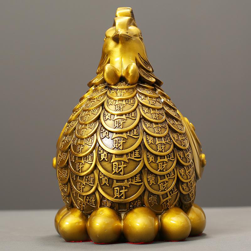 Hen Golden Rooster Laying Eggs Creative Copper Coin Hatching Egg Sculpture Home Living Room Bedroom Office Decoration Crafts 1Pc
