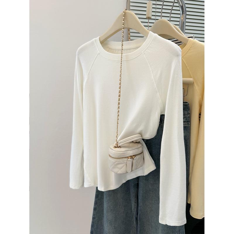 

Women s Long Sleeve Round Neck Top - Slimming Solid Color for Spring & Autumn 2025 M