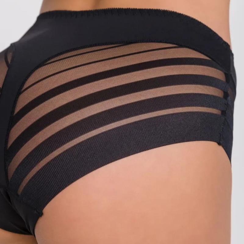 Nahtlose Hohlstreifen-Kontroll-Slips für Damen mit hoher Taille, Eisseide, Po-Lifter-Höschen, Plus-Size-Shapewear