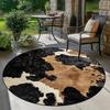 Round Area Rug Irregular Spotted Matrix Printed Synthetic Animal Skin Pattern Dark Charcoal Base for Patio Balcony Floor