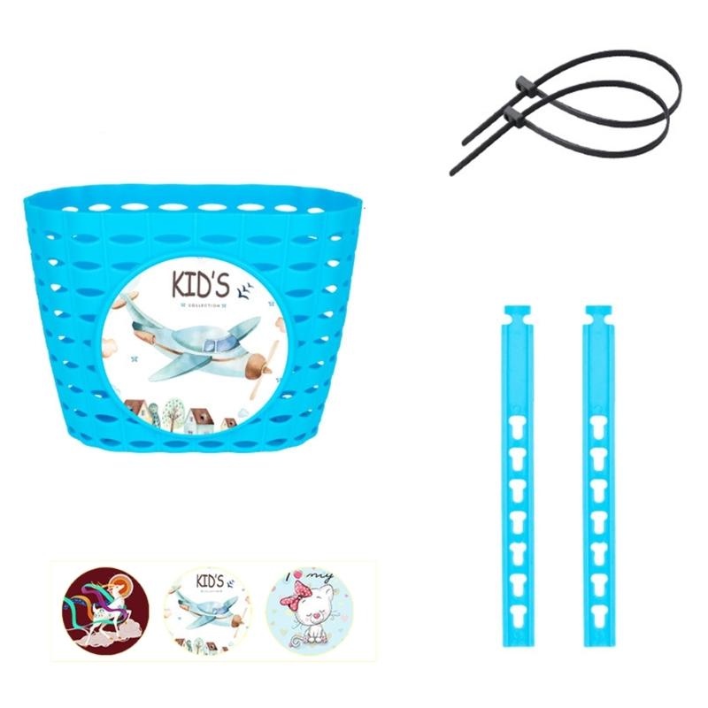 Front Handlebars Basket Waterproofs Childrens Bicycles Basket Plastic Tricycles Basket for School, Outdoor, Cyclings