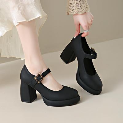 Fashion Size 43 High Heels Single Shoes Women's New Fairy Style Large Size Women's Leather Surface Single Shoes Large Size High Heels