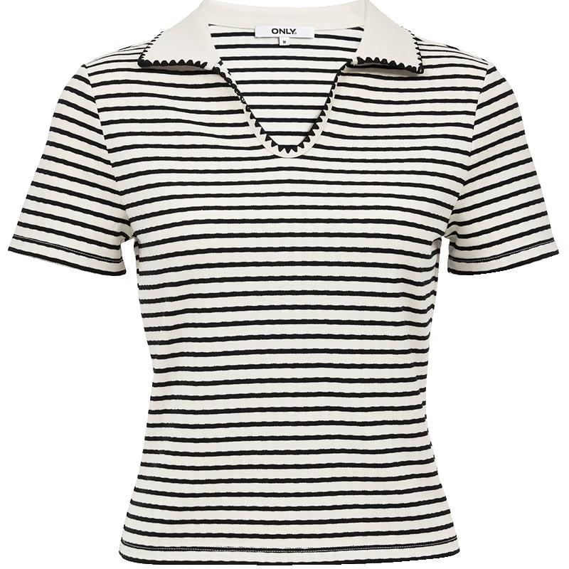 ONLY Women s Classic Striped Polo Collar T-Shirt S