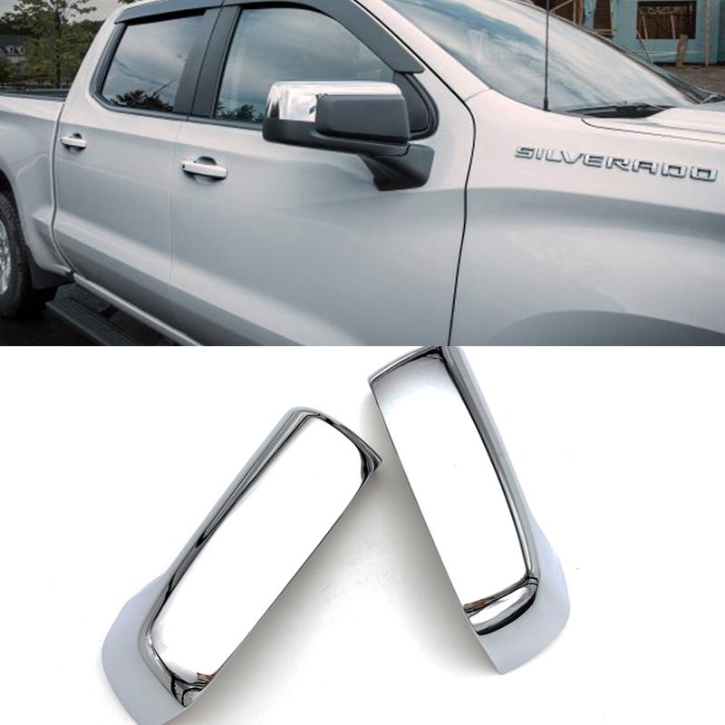 For Chevrolet Silverado 1500 ABS Chromed Side Door Rearview Mirror Cover Trims Car-Styling Accessories 2pcs/set