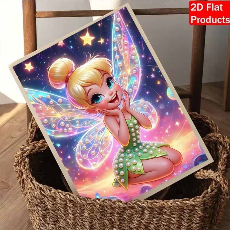 Disney Pearl Painting Set Tinker Bell with Pearls In The StarrySky Exquisite and Sparkling Artwork Perfect for Home Wall Decoration and Handmade Gifts