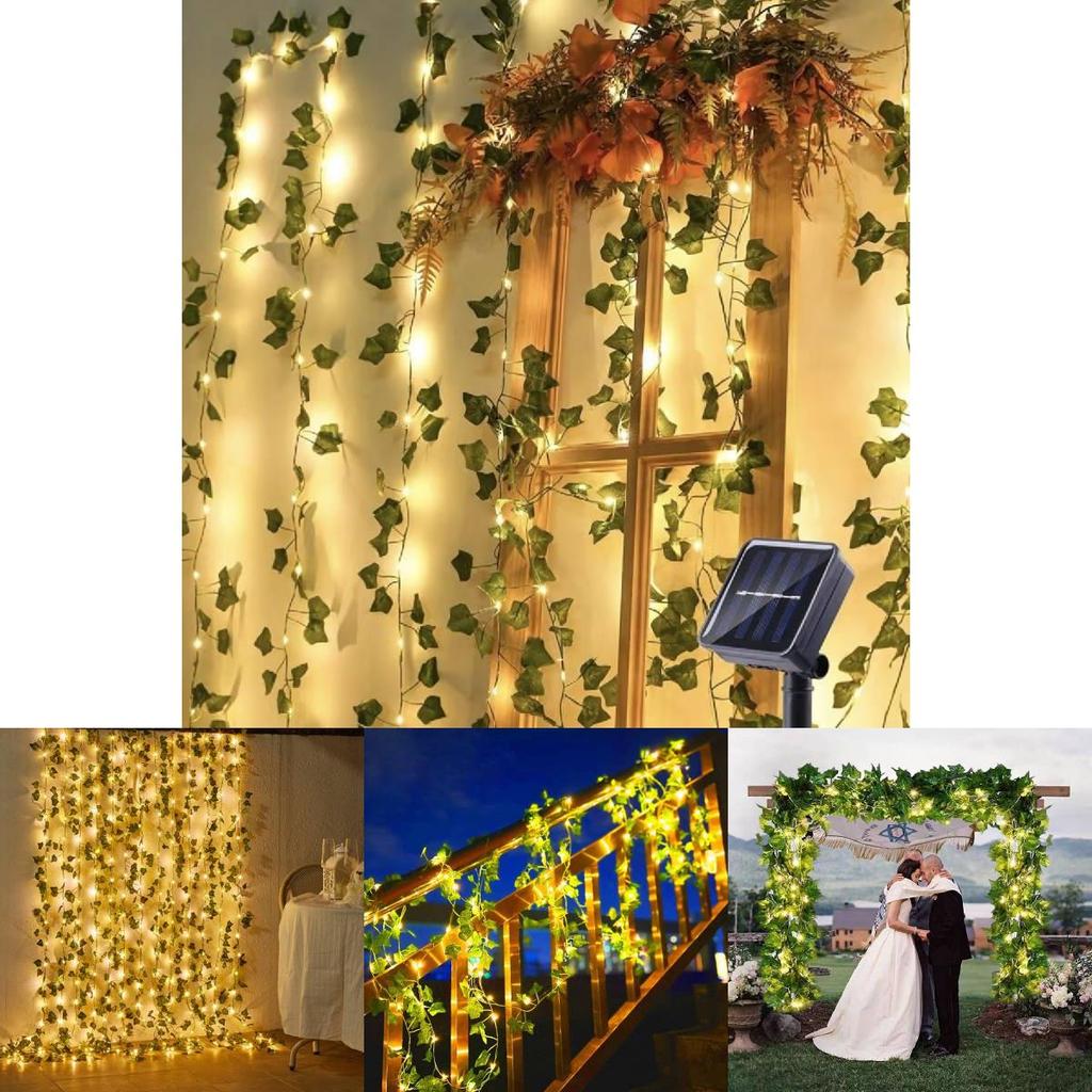 Wasserdichte Solar Efeu Blatt LED Lichterkette für Terrassen- und Gartenbeleuchtung