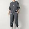Men's Autumn Waffle Suit: Trendy Long-Sleeve Top & Trousers Two-Piece Set