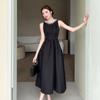 Vintage O-Ausschnitt Ärmelloses Abschlussball-Party-Ballkleid Elegantes Damen Perlen Sommer Tank Kleid für Damen