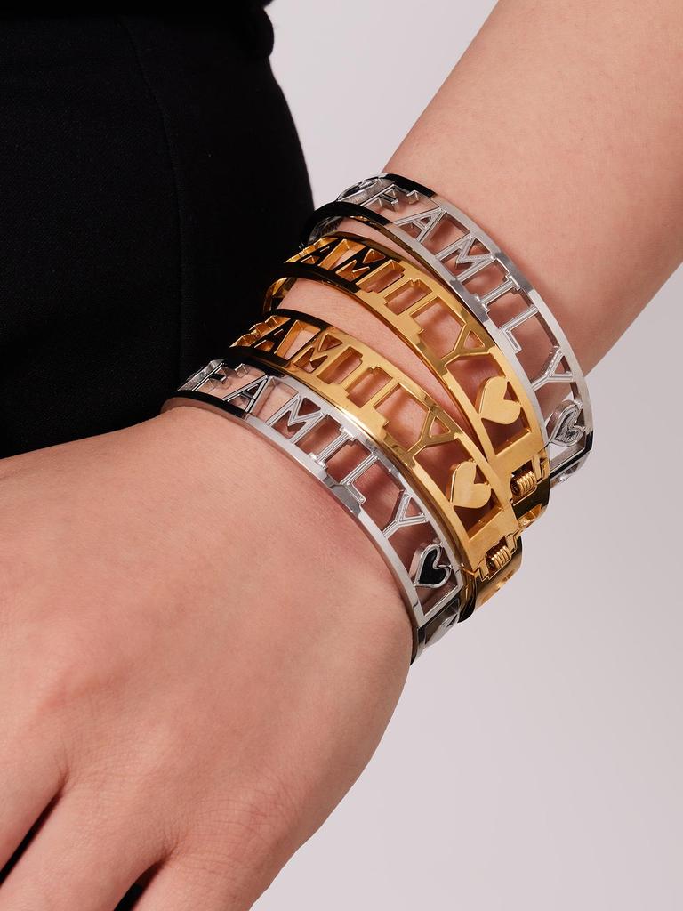 18k Gold-Plated Stainless Steel Bracelet with 5A Zirconia & Hollow Letter Buckle