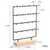 Solid Wood & Wrought Iron Earring Stand with Hooks - Jewelry Display & Storage Rack with Cardboard Packaging