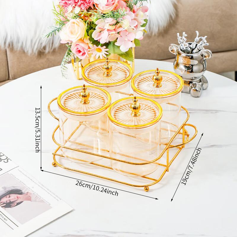 ZISIZ Glass Tea Storage Canister with Iron Rack