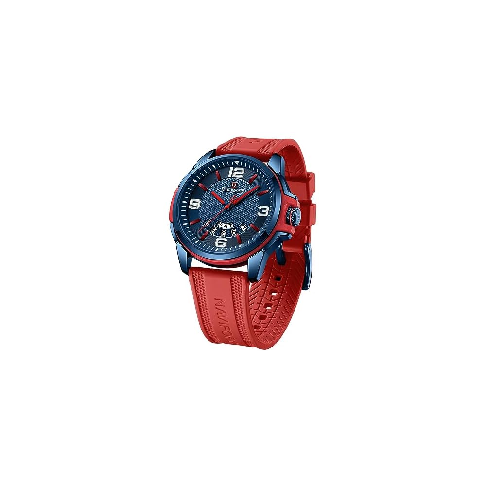 

NAVIFORCE Waterproof Analog Military Sports Watch Unisex Silicone Strap Red Blue