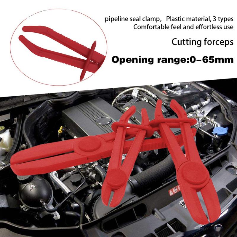 A03E-3PCS/Set Car Flexible Hose Clamps Pliers Kit Clamp Sealing Brake Fuel Line Cut Off Clamp Car Water Pipe Repair Fix Tools