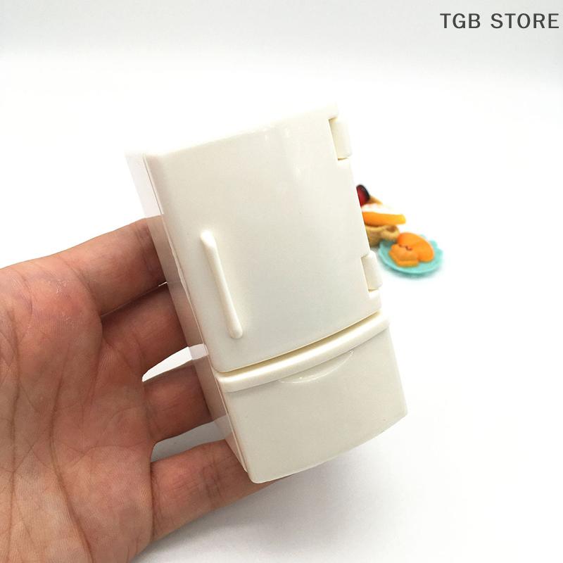 1/12 Mini Puppenhaus Weiß Kühlschrank mit Lebensmittel Set Küche Spielzeug Miniatur Möbel Kühlschrank Dekorationen Für Kinder Geschenk