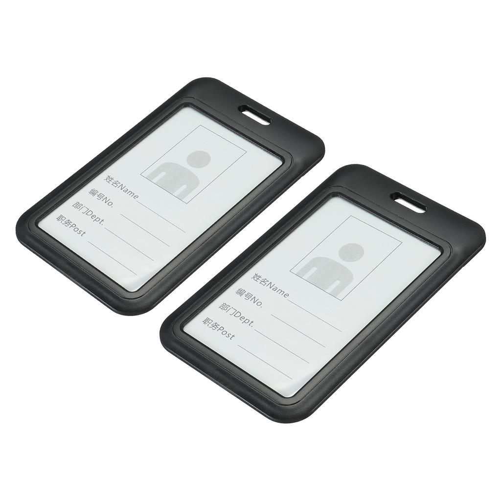 2Pcs ID Badge Holder 4.3x2.8 Inch Vertical Name Tags ABS Plastic Slide Cover Waterproof Work Card Holder In Offices Exhibitions
