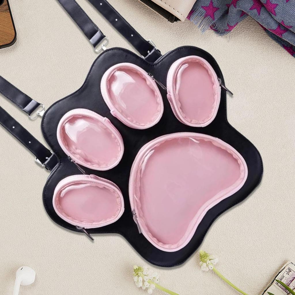 Cute Backpack For School Womens Bookbag Cat Paw Backpack Plush Doll Display Bookbag Storage Bag Casual Travel Daypack For Women
