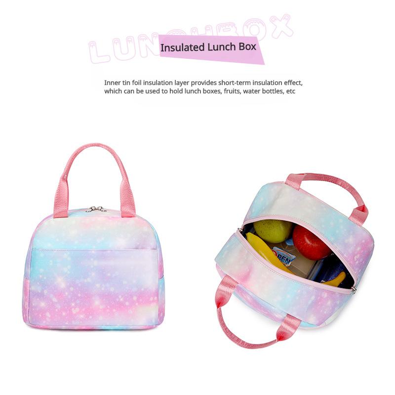 Lightweight Primary Secondary School Students Schoolbag Gradient Rainbow Unicorn Printed Backpack Large Capacity Rucksack Girl Lunch Bag
