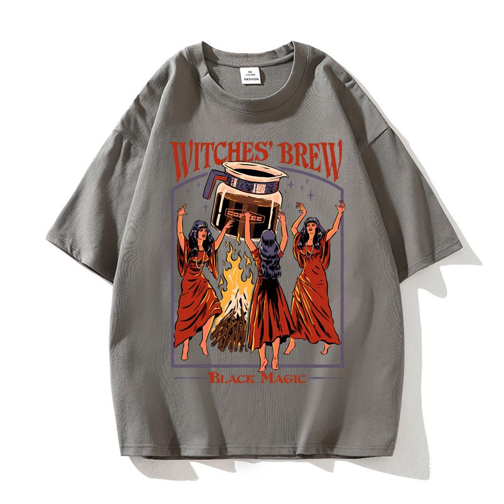 Halloween Hexentrank Kaffee Schwarze Magie Unisex T-Shirt Sommerkleidung Freizeitkleidung T-Shirt Hohe Qualität Baumwolle Atmungsaktive Oberteile