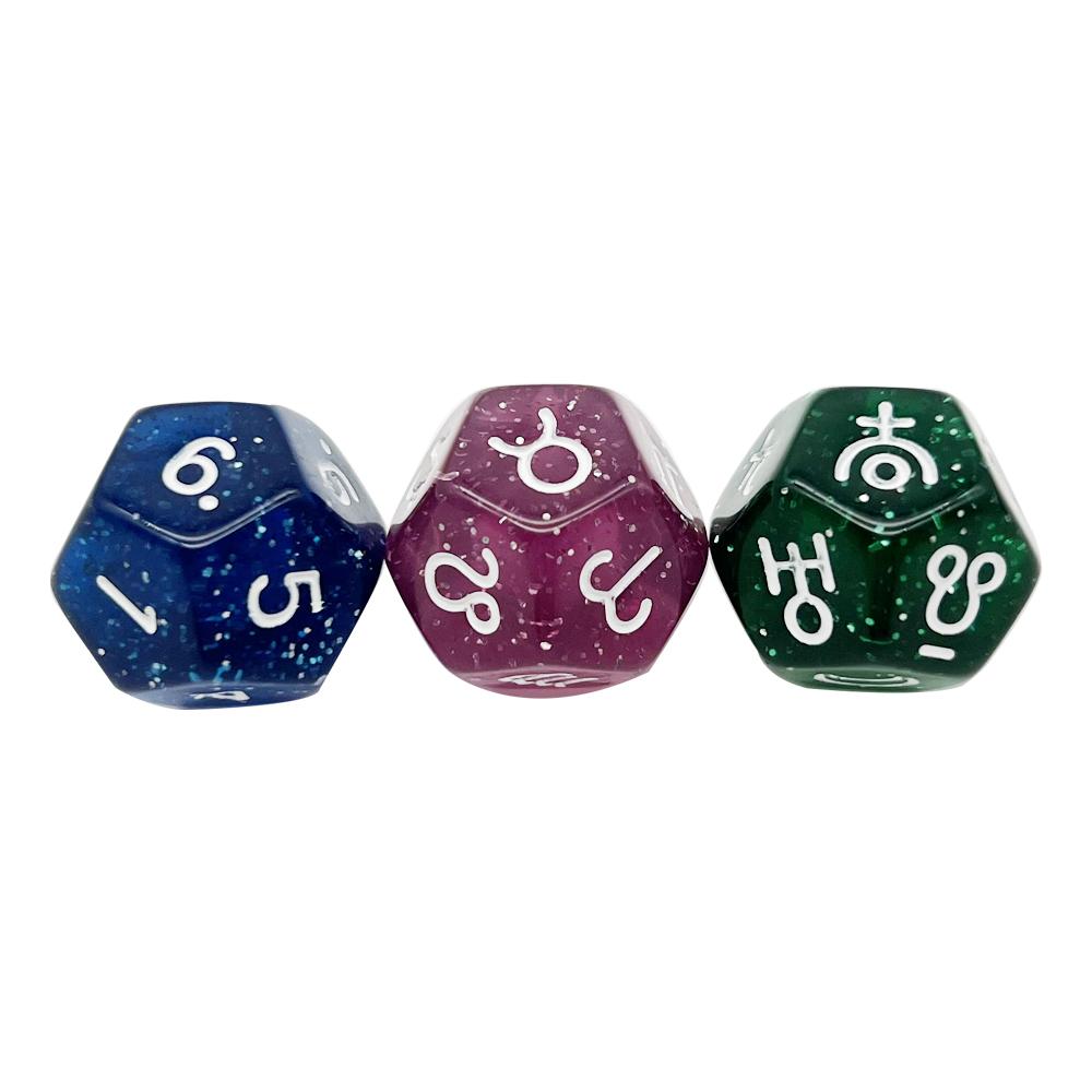 3Pcs/set Astrological Dices 12 Sided Polyhedral Astrology Tarot Divination Dices Set