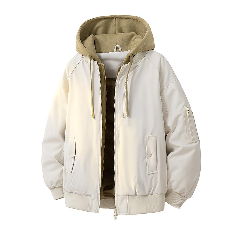 

Winter Korean-Style Hooded Pilot Jacket - Thick, Warm, Baseball Collar Design M