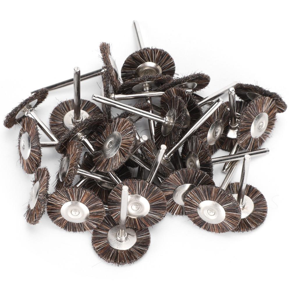 30pcs T-Type Design Horse Hair Polishing Wheel Paint Removal Wheel Brush For Rotary Grinding Tool