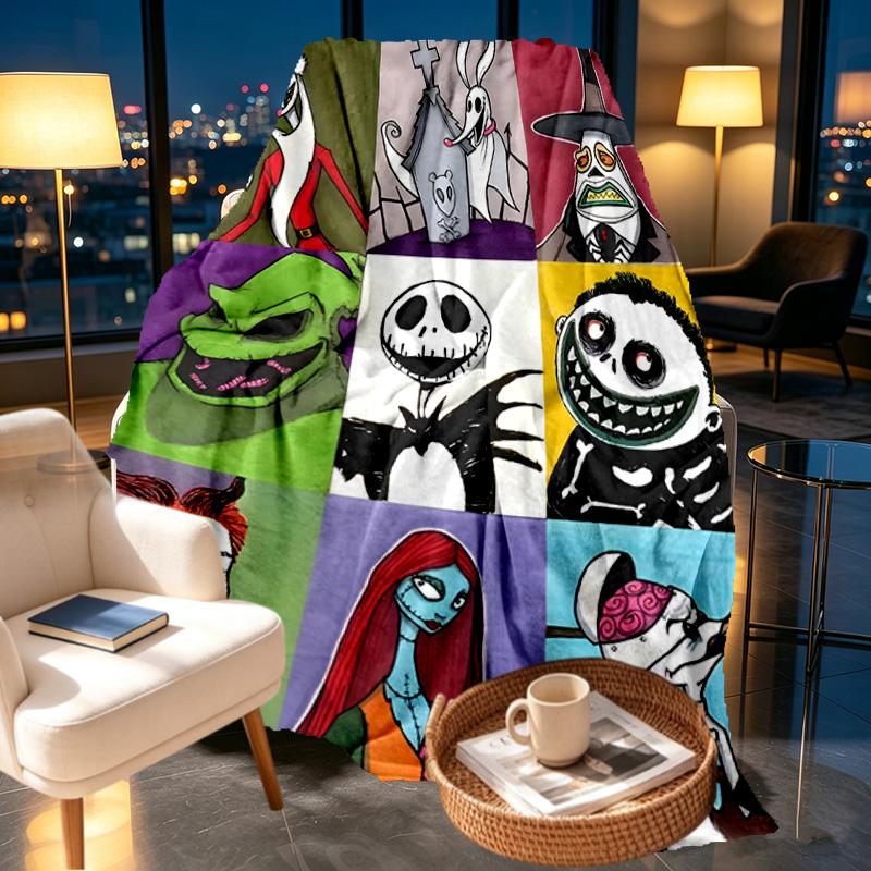 The Nightmare Before Christmas Print Blanket - Soft & Comfortable, for Bedroom, Travel, Sofa, Home Decoration - Birthday Christmas Gift for Friend