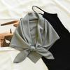Head Scarf Solid Color Versatile Silk Scarf Women's Summer Air-conditioned Room with Cotton and Linen Shawl Simple Temperament Scarf