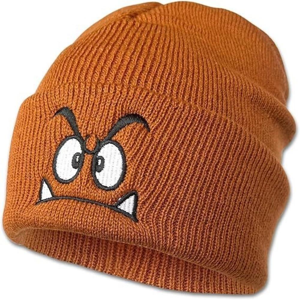 New Warm Knit Hat Angry Expression Embroidered Beanie Hat Leisure Cycling Cap for Men Women