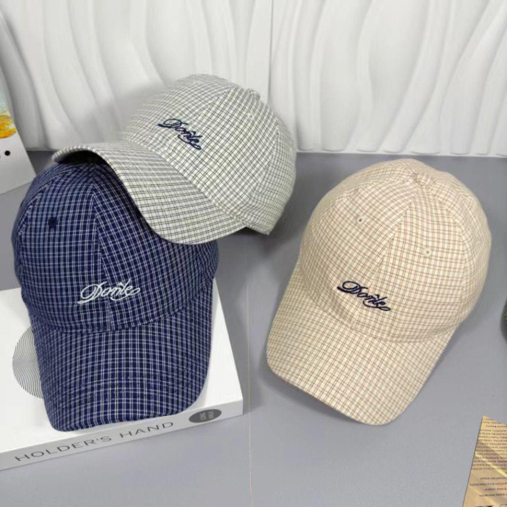 

Plaid Embroidery Peaked Cap Breathable Sun Hat Fashion Sport Cap хакі