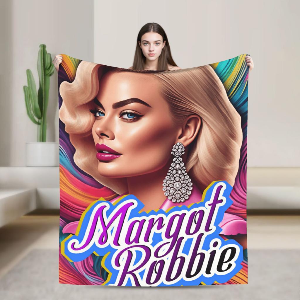 Warm Soft Blanket Picnic Margot Robbie Bedding Throws Funny Bedspread For Bedroom
