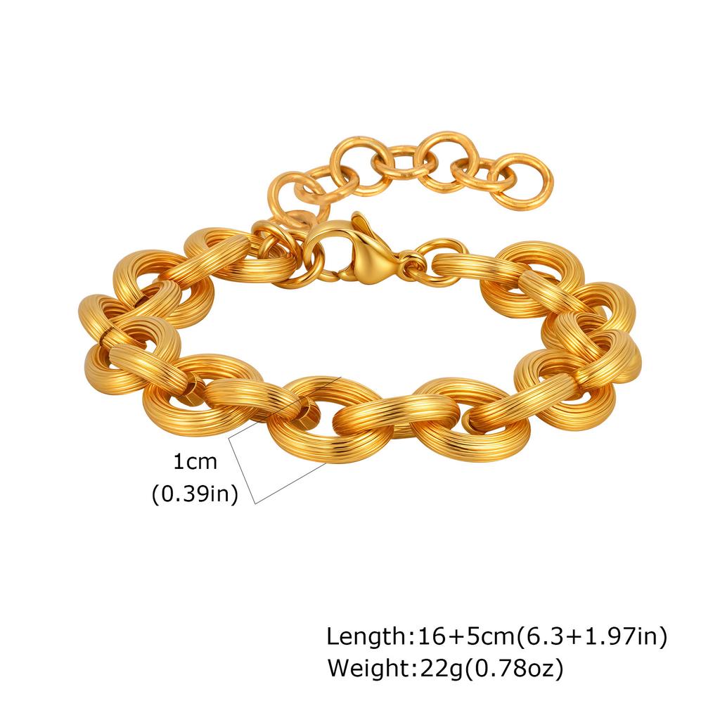 Jewelry Stainless Steel Jewelry Thick Bracelet Ladies Gold Three To One Handmade Chain Geometric