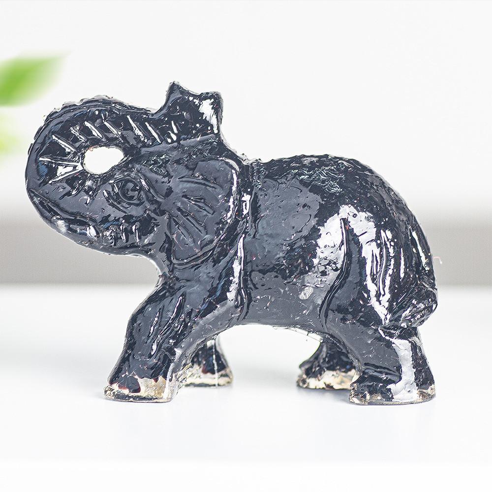 Crystal Elephant Resin Figurine With Semiprecious Stones For Office And Party Decoration