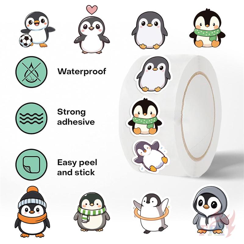 500Pcs/Roll Q Funny Penguins Series 02 Kids Rewards Stickers - DIY Scrapbooks Album Decor Sealing Label Decals
