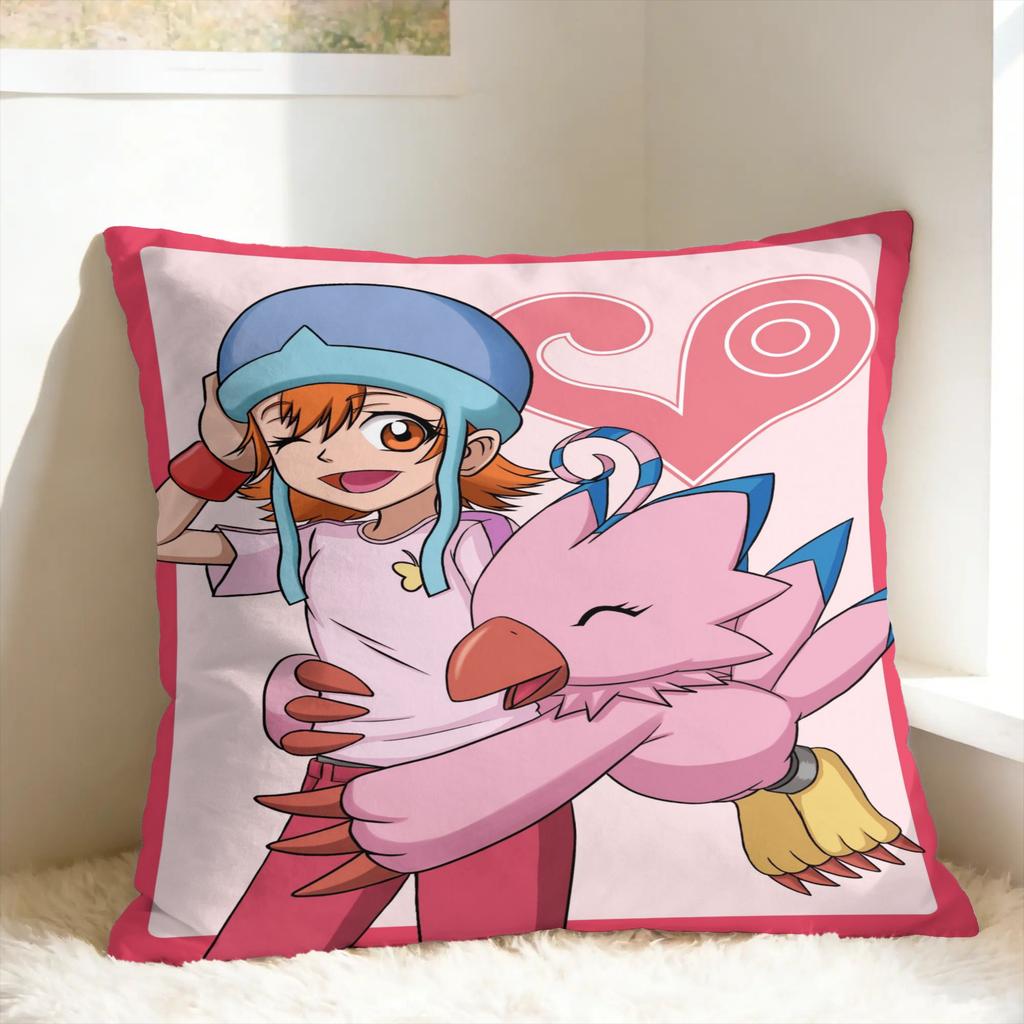Pillow Cover Anime D-DigimonS Novelty Pillow Case For Sofa Couch Bed Living Room Pillowcases