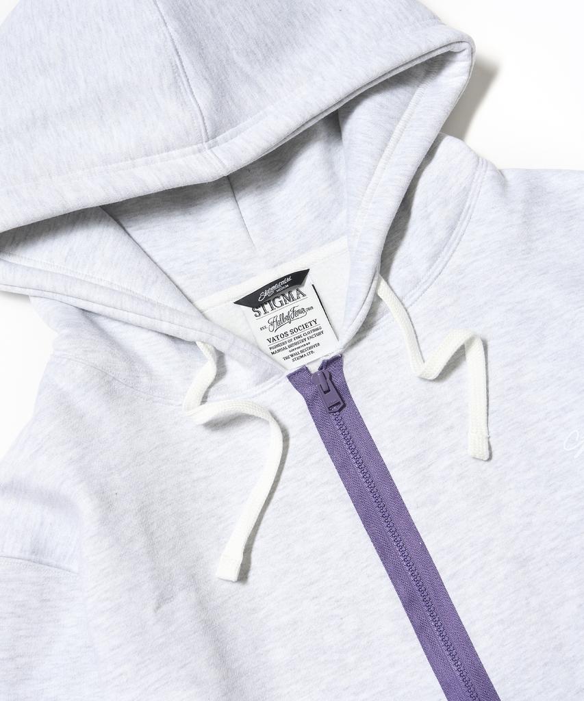 Stigma Zipper Oversized Zip Up Hoodie White Melange