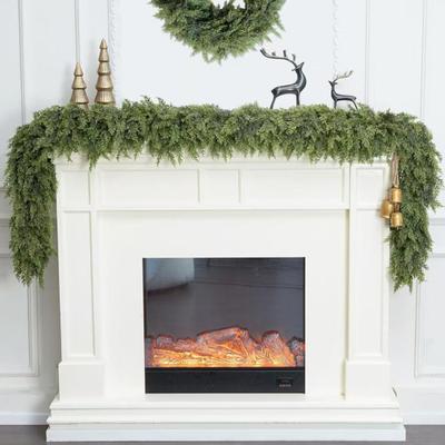 Guirlande de Noël Yousheng Artificielle Réaliste Douce Épaisseur Verte Faux Cèdre Pin Couronne Décoration de Fête Intérieure Extérieure
