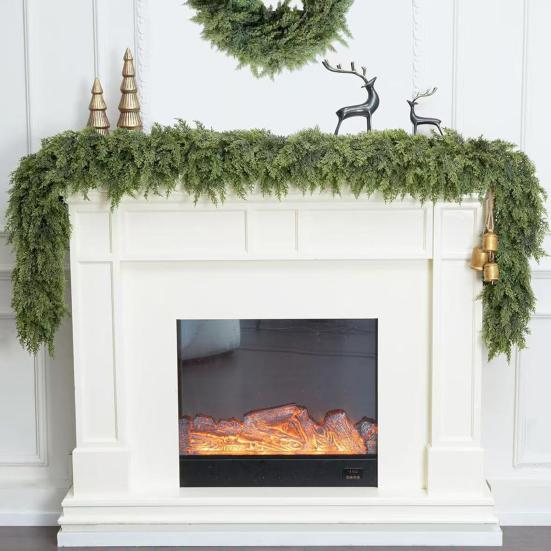 Yousheng Christmas Garland Artificial Realistic Soft Thickness Green Faux Cedar Pine Wreath Indoor Outdoor Holiday Decor